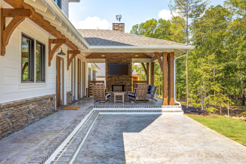 outdoor living space at hoover custom home